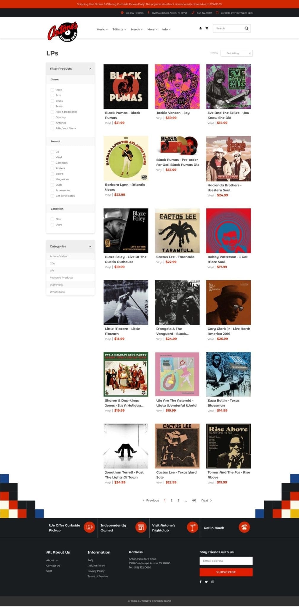 Antone's Record Store Shopify Collection Page